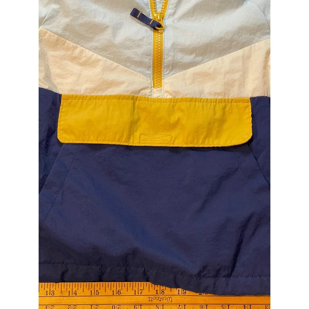 Cat & Jack Boys XS 4/5 Colorblock Windbreaker Half Zip Hooded Jacket Blue Cream